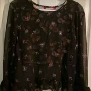 Girls Floral Tank w/ Long Sleeved Sheer Floral Top